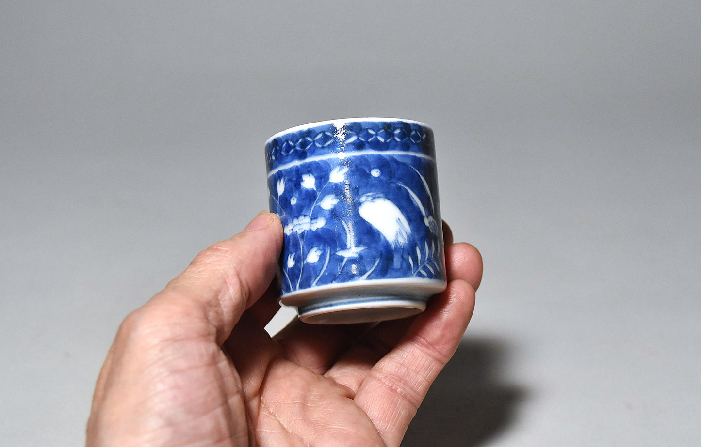 古伊万里鷺文筒猪口その1(江戸時代)