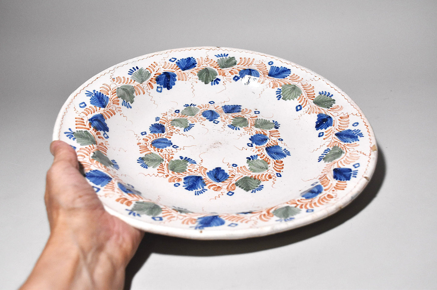 欧州色絵蔦文大皿(18~19世紀)