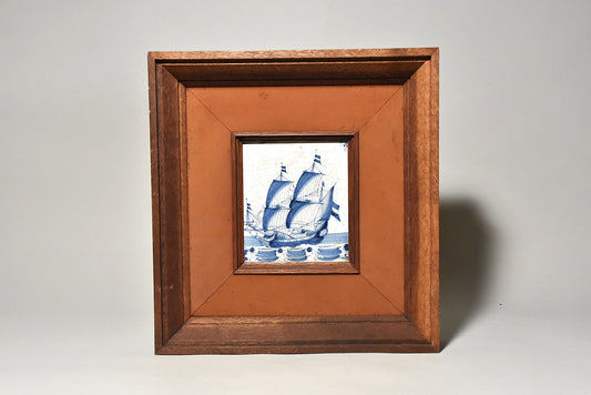 デルフト帆船タイル額（18世紀）