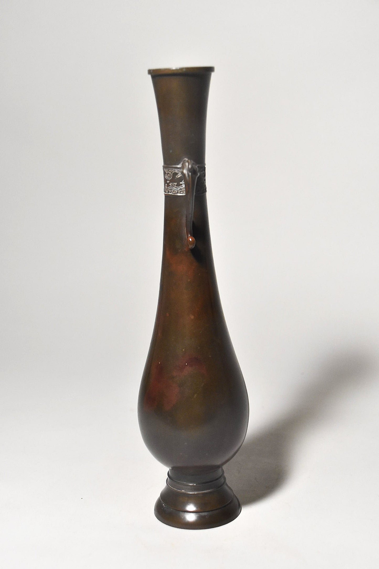 双耳紫銅花器（秦蔵六作／戦前）