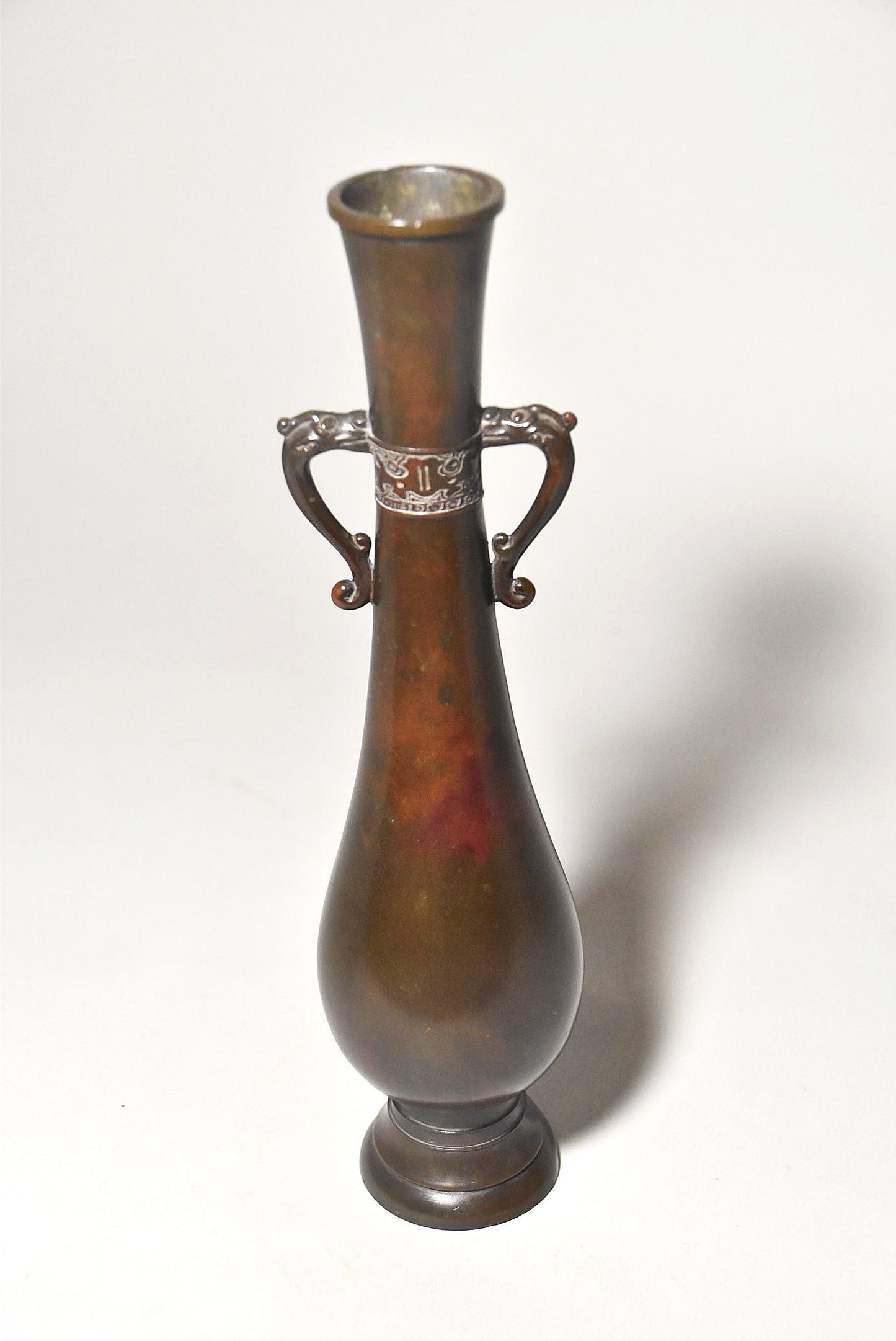 双耳紫銅花器（秦蔵六作／戦前）