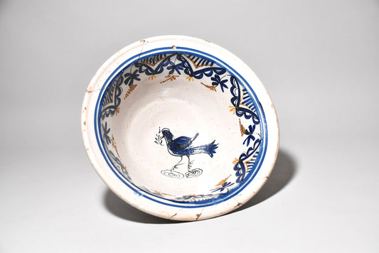 欧州色絵鳥文大鉢（１８～１９世紀）