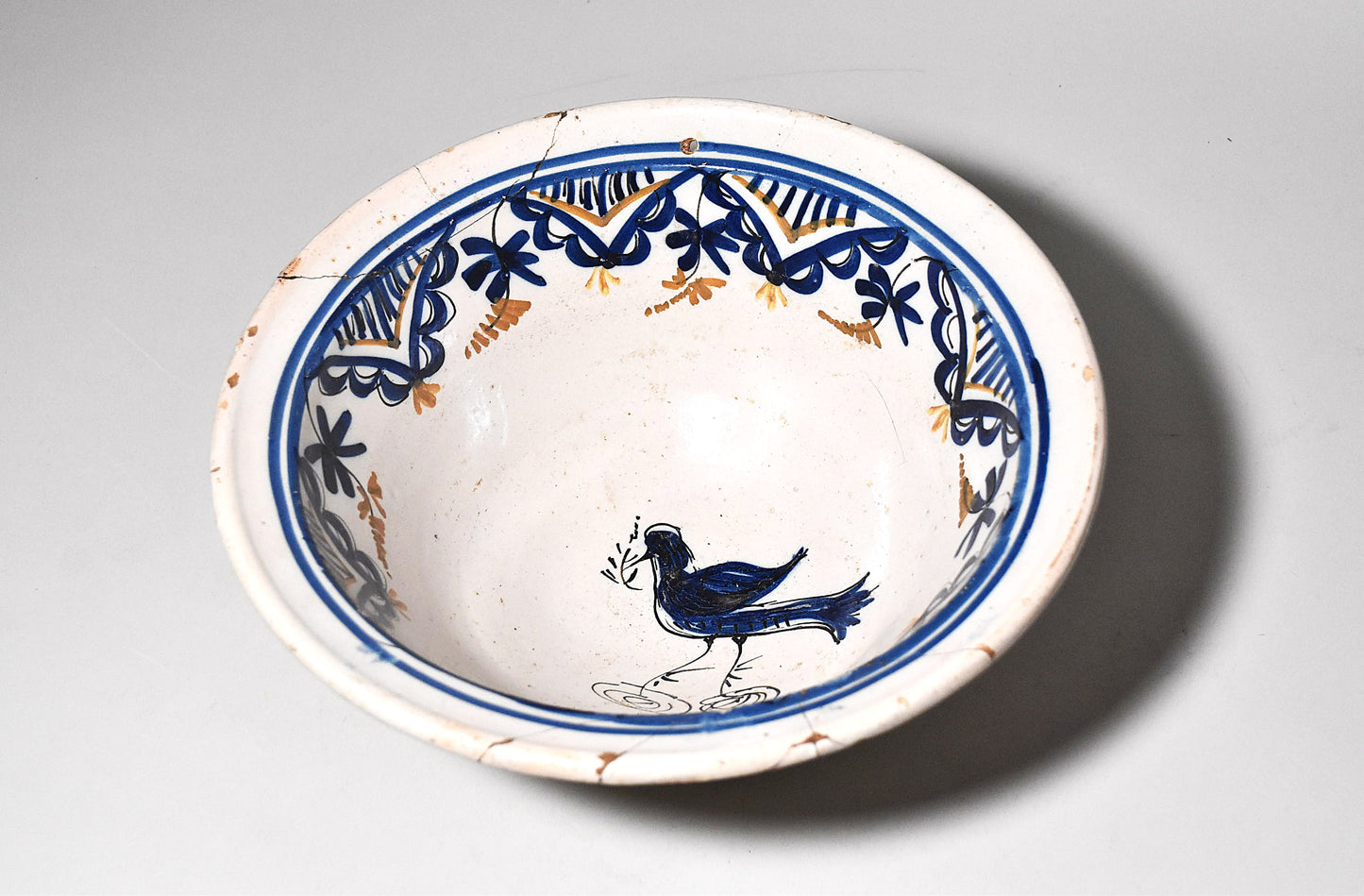 欧州色絵鳥文大鉢（１８～１９世紀）