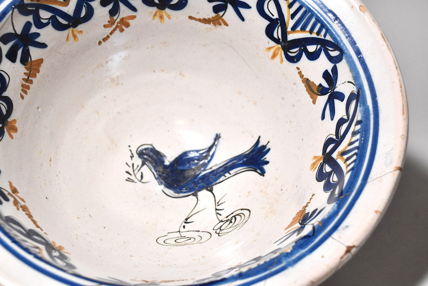 欧州色絵鳥文大鉢（１８～１９世紀）