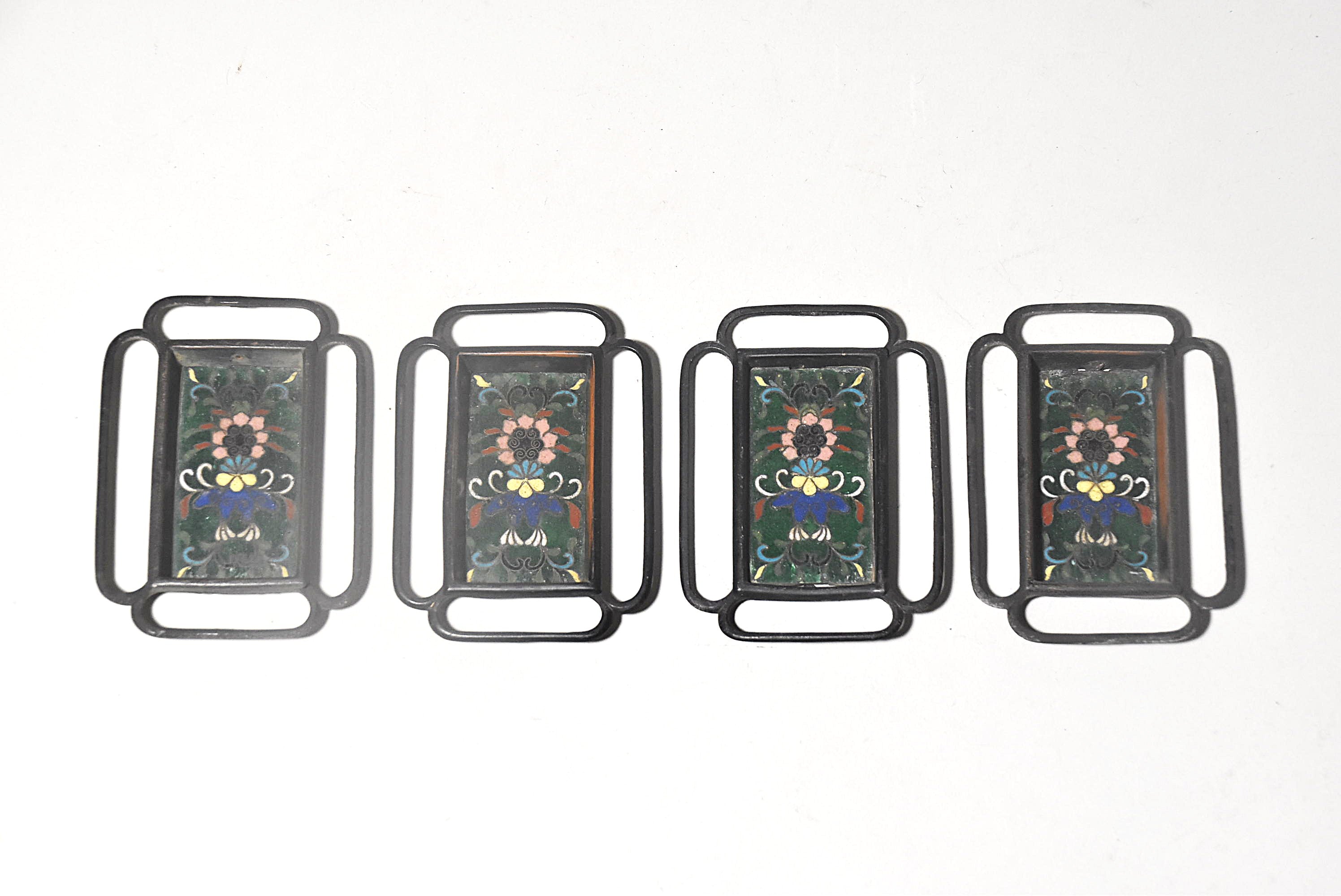 おまとめ　アンティーク 襖引手一対+アンティーク 七宝襖引手④2対 赤銅桐透七宝引手 | 和金物 小澤金物店