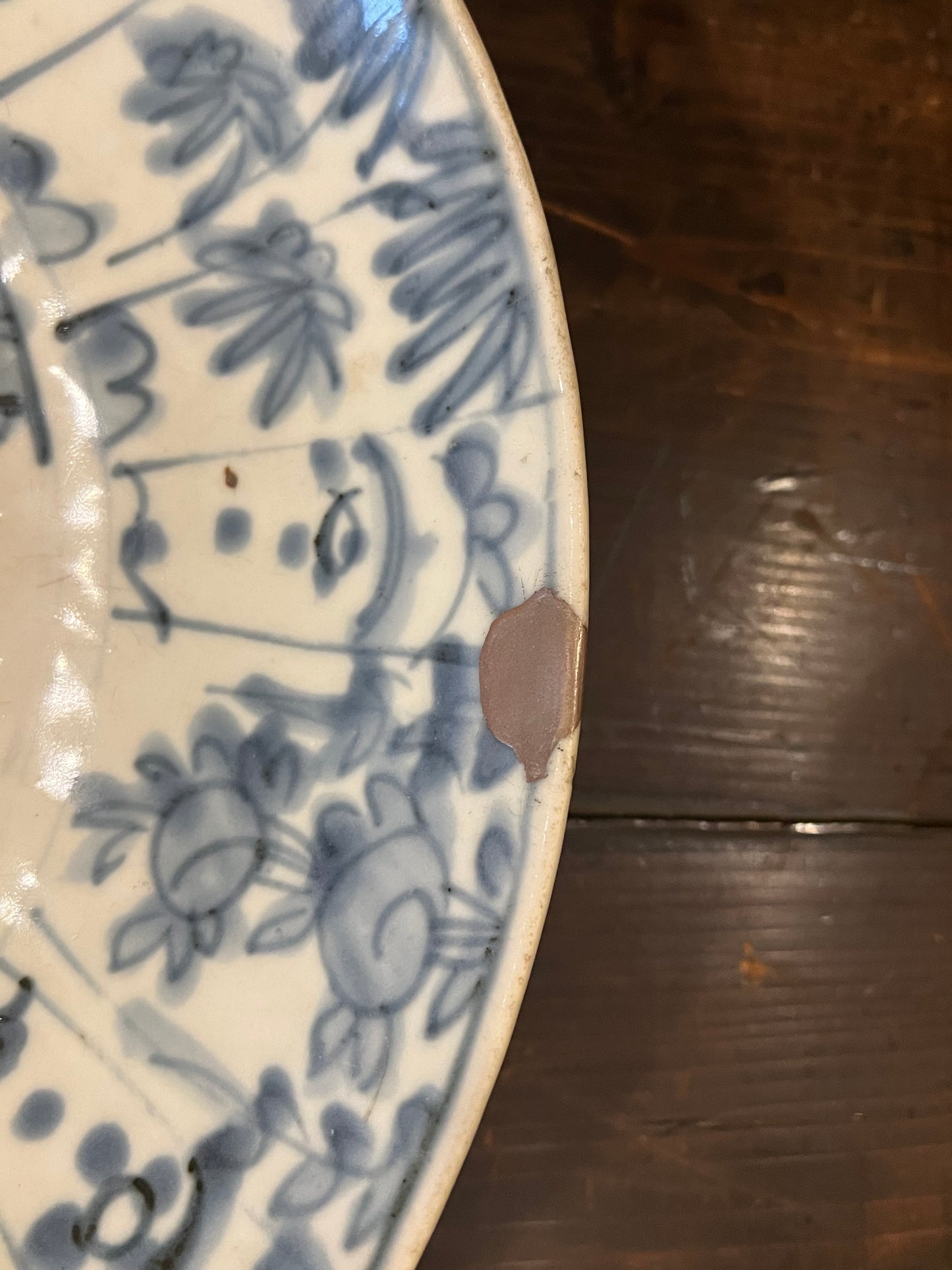 使う大皿(その2：中国呉須染付花鳥文大皿)
