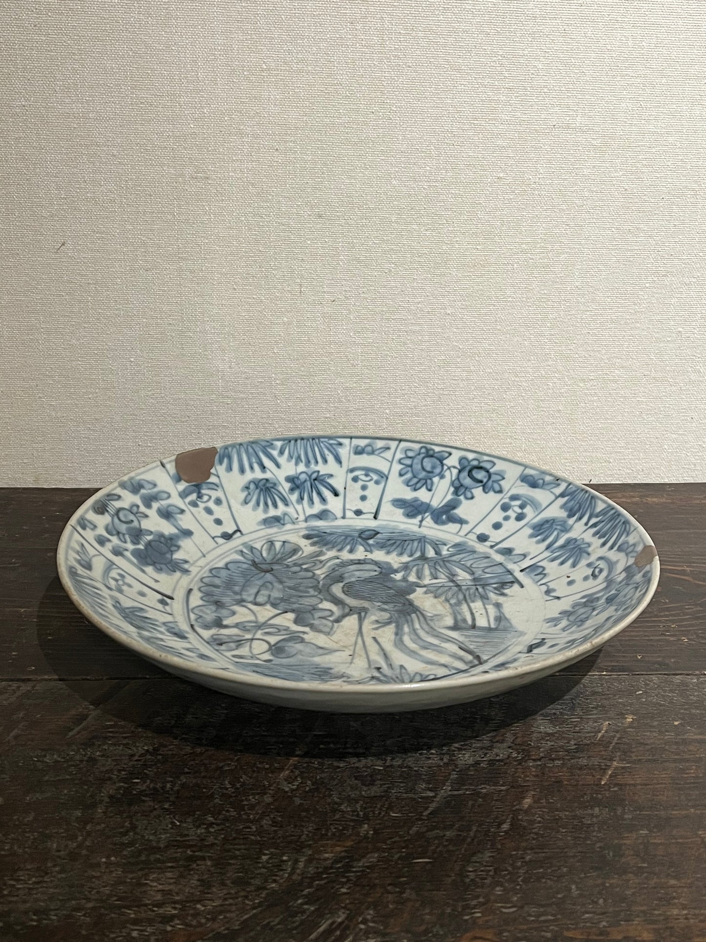 使う大皿(その2：中国呉須染付花鳥文大皿)